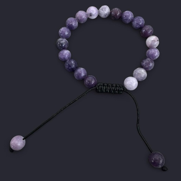 Lepidolite Adjustable Gemstone Bead Bracelet 8mm - Picture 1 of 5